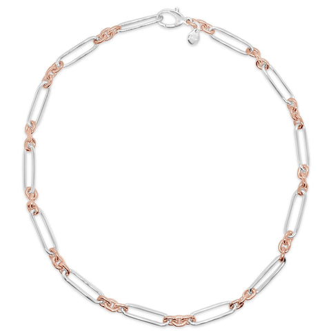 Dban Sterling Silver & 9kt Gold Link Necklace D.2751