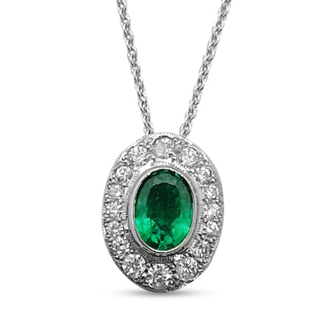 Emerald & Diamond Halo Pendant P.5643