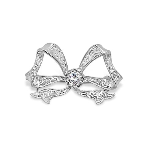 Pretty Vintage Diamond Bow Brooch P.5584