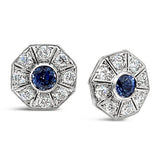 Art Deco Style Sapphire & Diamond Cluster Earrings I.1813