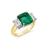 Emerald & Emerald Cut Diamond Ring OV.140
