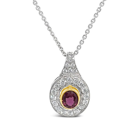 Art Deco Style Ruby & Diamond Pendant P.5543