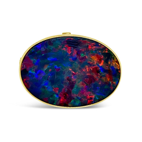 Doublet opal brooch
