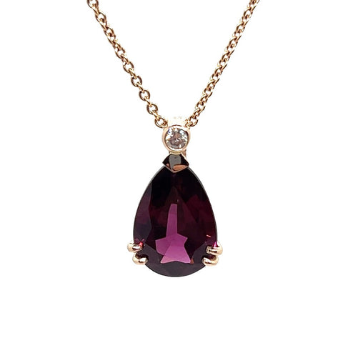 Rhodolite & Diamond Pendant E.1186