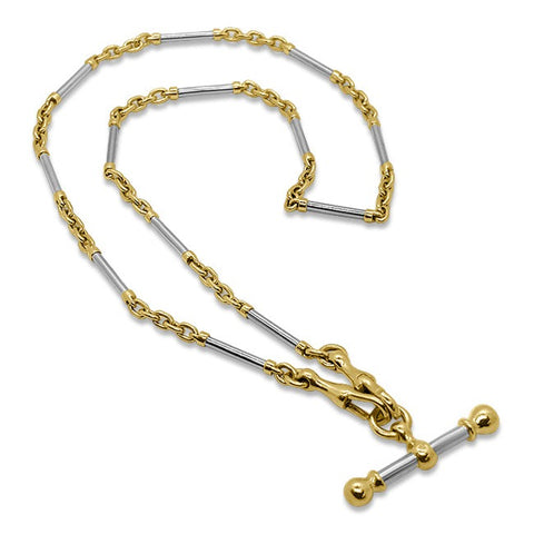 Vintage Dban 9kt White & Yellow Gold Fob Chain N.1098