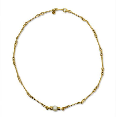 Vintage Dban 9kt YG & Pearl Necklace N.1099