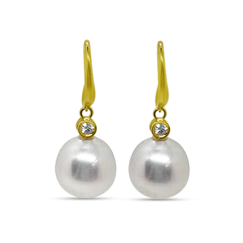 South Sea Pearl & Diamond Drop Earrings I.1929