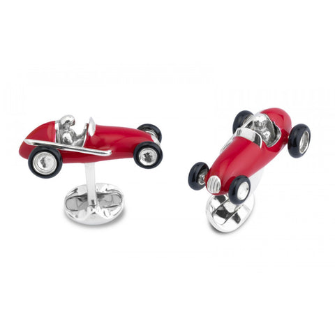 Deakin & Francis Sterling Silver Red Racing Car Cufflinks