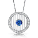 Ceylon Sapphire & Diamond Art Deco Style Pendant E.1147