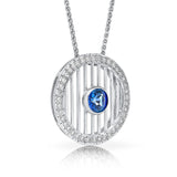 Ceylon Sapphire & Diamond Art Deco Style Pendant E.1147