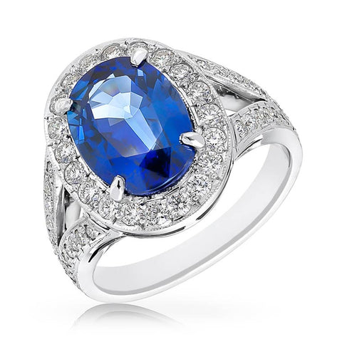 5.06ct Ceylon Sapphire & Diamond 'Halo' Ring O.4184