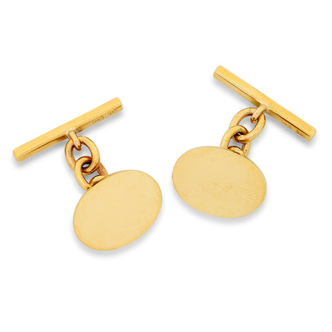 'Eton' Oval 9kt Gold Handmade Cufflinks