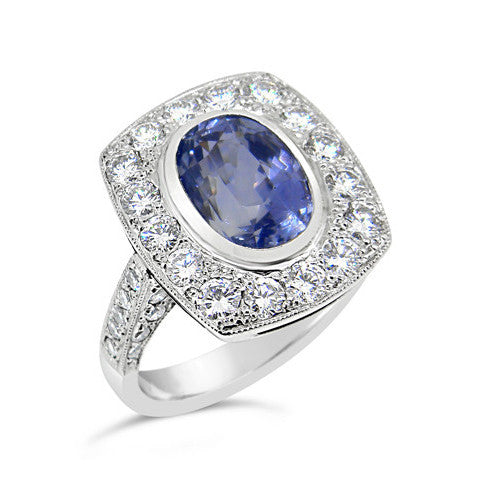 Oval Ceylon Sapphire & Diamond Ring   WPR99