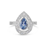 pear shape aquamarine diamond halo ring