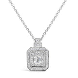 Emerald Cut Diamond Double Halo Pendant P.5125