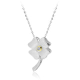 'Lucky Charm' 4 Leaf Clover set with Diamond or Sapphire