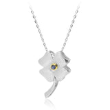 'Lucky Charm' 4 Leaf Clover set with Diamond or Sapphire