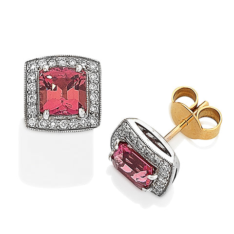 Two-Tone Pink Tourmaline and Diamond Earrings