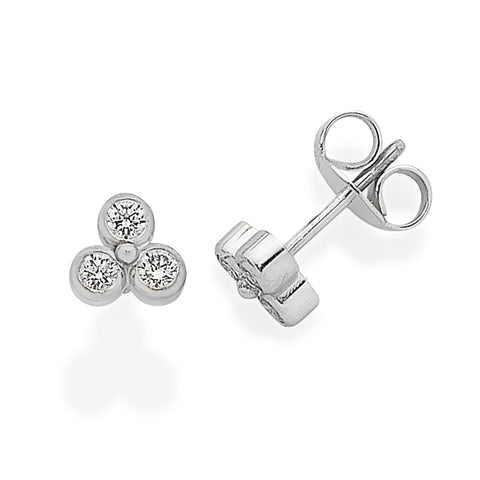 Trefoil Design Diamond Stud Earrings I.1990