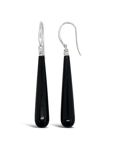 Onyx & Diamond 'Jacqueline' Drop Earrings
