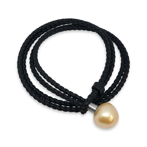 South Sea Gold Pearl & Leather Bracelet C.1626