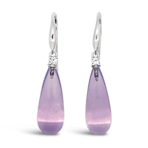Lavender Quartz & Diamond 'Jacqueline' Drop Earrings I.1741