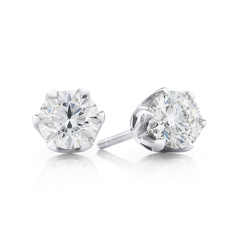 Brilliant Cut Diamond Stud Earrings-Claw Set