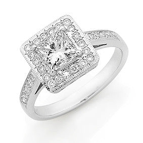 Princess Cut Diamond Halo Ring O.3716