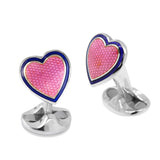 Deakin & Francis Sterling Silver Pink/ Blue Heart Cufflinks