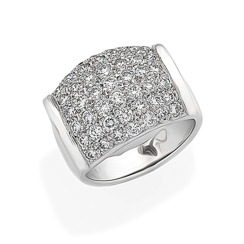 Bold Concave Shoulder, Gold Pavé Ring