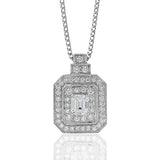 Emerald Cut Diamond Double Halo Pendant P.5125