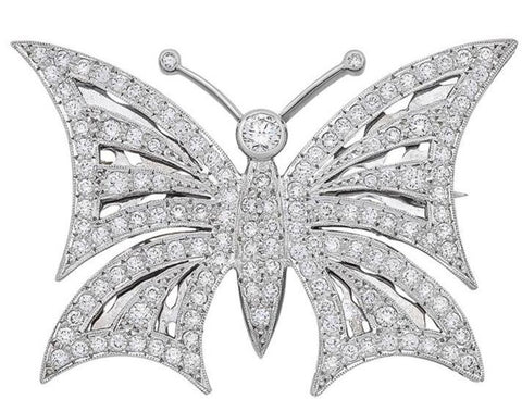 Art Deco Style Diamond Butterfly Brooch J.2325