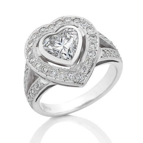 Heart Shaped Diamond Halo Ring O.4110