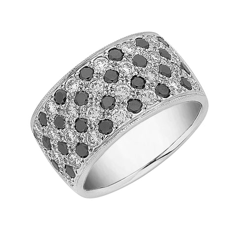 black diamond and white diamond ring 'checkerboard' pave set