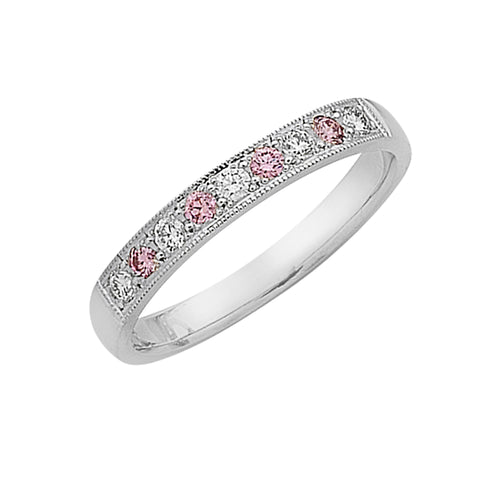 pink diamond and white diamond eternity ring, handmade jewellery Melbourne