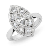 Marquise Shape Diamond Art Deco Style Ring O.3683