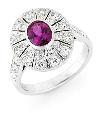 Oval Ruby & Diamond Art Deco Style Ring   WPR64