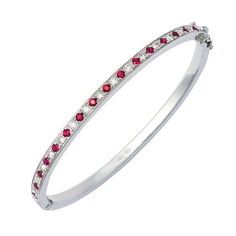 Burmese Ruby & Diamond Hinged Bangle WPB05