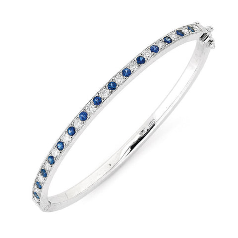 Ceylon Sapphire & Diamond Hinged Bangle   WPB06