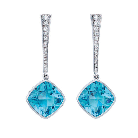 Blue Topaz & Diamond Drop 'Swing' Earrings   WPE10