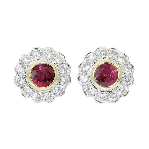 Ruby and diamond cluster earrings   WPE16