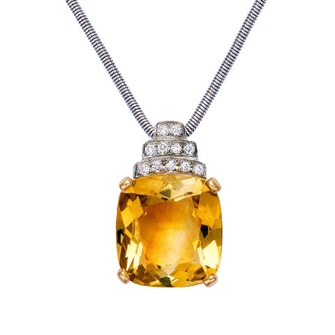 'Isadore' Citrine & Diamond Pendant   WPP02