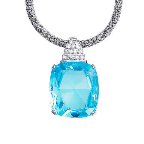 Blue Topaz & Diamond 'Isadore' Pendant   WPP05