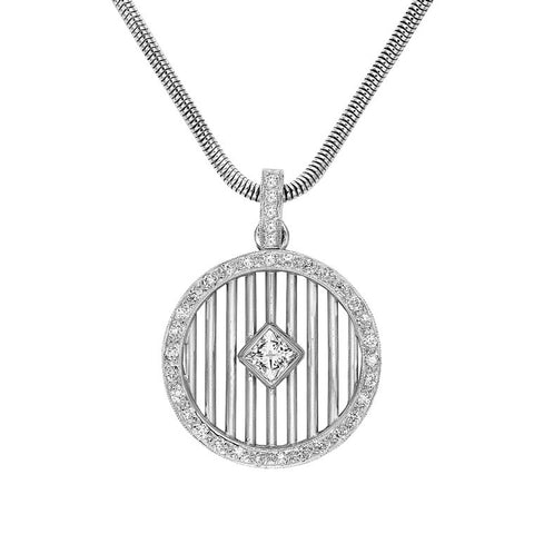 'Gatsby Trellis' Round Art Deco Style Diamond Pendant   WPP10