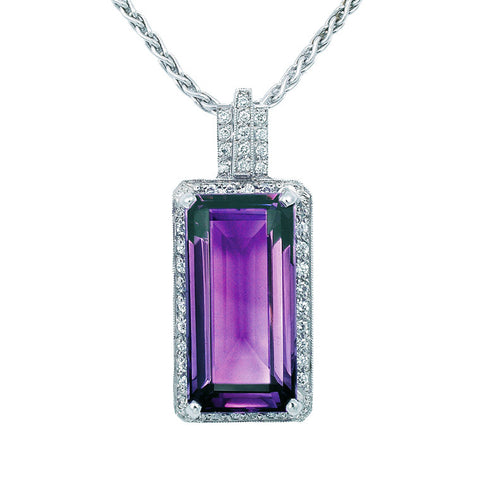 Amethyst & Diamond 'Halo' Pendant   WPP21