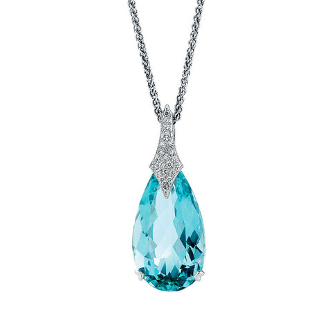 Aquamarine & Diamond Drop Pendant   WPP22