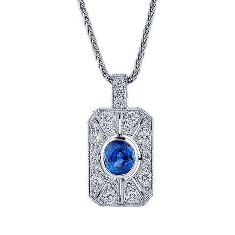 Sapphire & Diamond Art Deco Style Pendant  WPP26