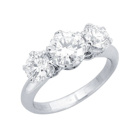 three diamond ring, large centre diamond slightly smaller side diamonds