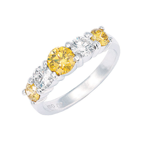 yellow diamond and white diamond 5 across ring