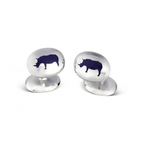 Deakin & Francis Sterling Silver Cufflinks with Rhino Emblem